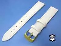 16 mm Uhrenarmband Echt Leder Weiß Krokooptik Ultraflach, vergoldete Schließe