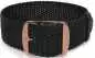 Mobile Preview: Perlon Uhrenarmband Durchzugband Schwarz mit Edelstahl-Dornschließe