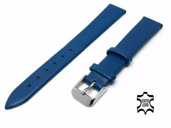 Uhrenarmband 12 mm Damen Navyblau ECHT NAPPA Softleder ohne Naht, hoher Tragekomfort