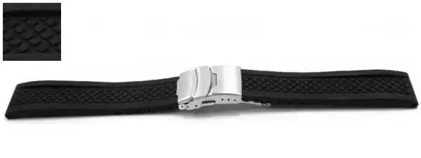 18 mm Uhrenarmband Silikon Kautschuk im Karo-Design schwarz