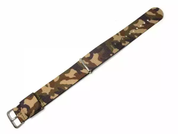 NATO MILITARY Uhrenarmband Durchzugband Beige-Braun Camouflage 20 mm