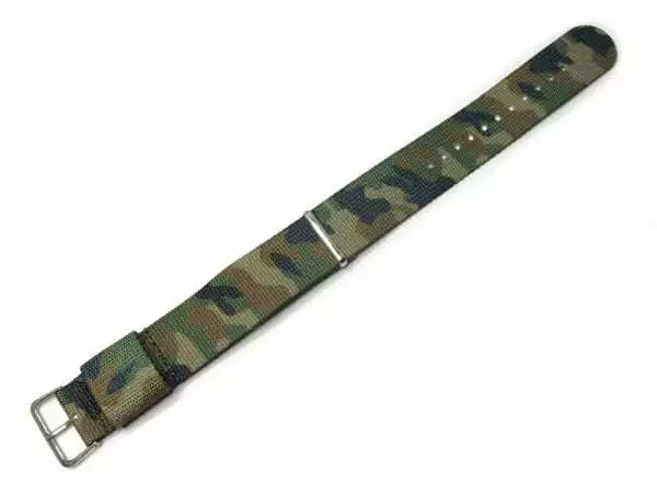 NATO MILITARY Uhrenarmband Durchzugband Grün-Oliv Camouflage 20 mm