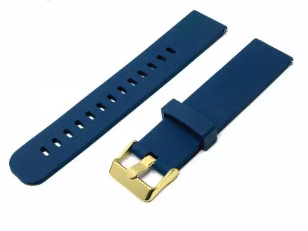 Silikon Uhrenarmband 18 mm Dunkelblau Quick Change vergoldete Schließe