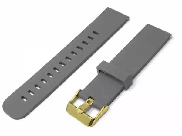 Silikon Uhrenarmband 20 mm Grau Quick Change vergoldete Schließe