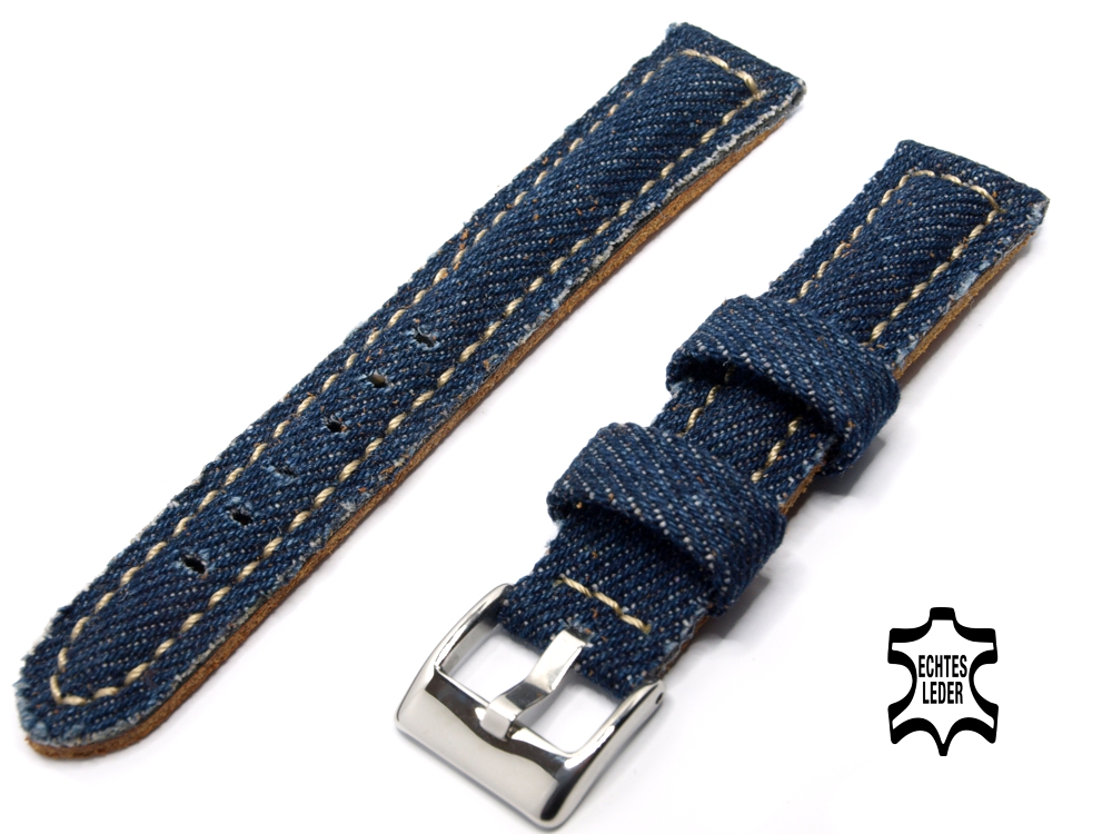 mit Dornschließe 18mm Uhrenband blau metallic 
