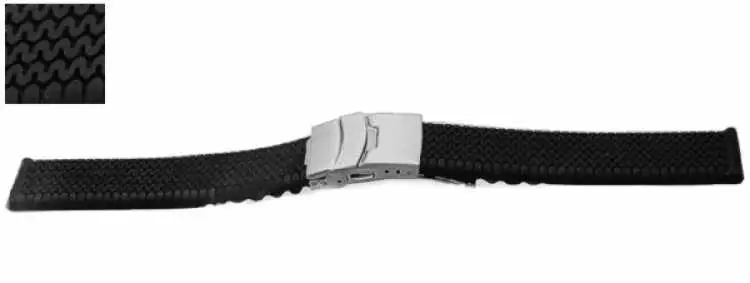 22 mm Uhrenarmband Silikon Kautschuk im Karo-Design schwarz