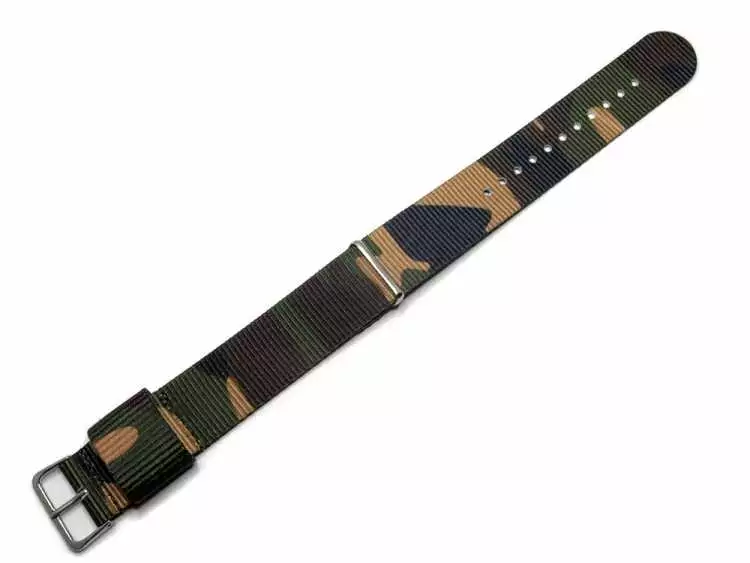 NATO MILITARY Uhrenarmband Durchzugband Oliv-Braun Camouflage 20 mm