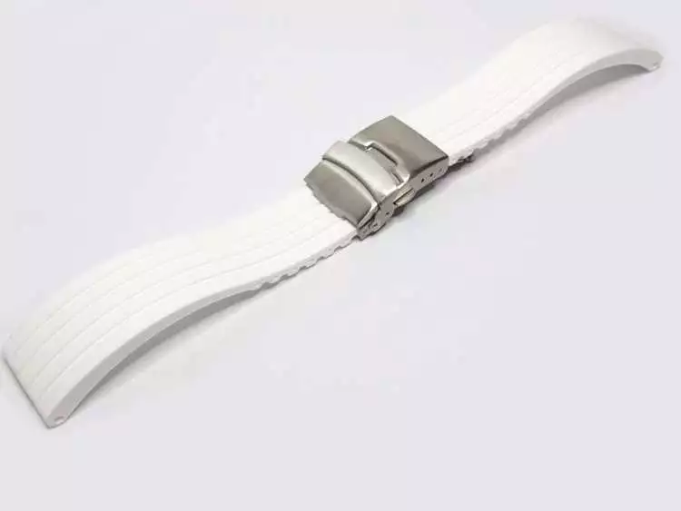 20 mm Uhrenarmband Silikon Kautschuk weiss im Streifen-Design