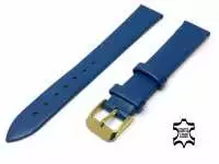 Uhrenarmband 16 mm Navyblau ECHT NAPPA Softleder ohne Naht, vergoldete Schließe