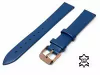 Uhrenarmband 16 mm Navyblau ECHT NAPPA Softleder ohne Naht, Rosegold Edelstahl-Schließe
