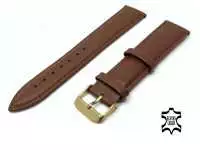 Uhrenarmband Leder 20 mm Dunkelbraun Echt Kalb Ziernaht Ton in Ton, vergoldete Schließe