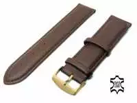 Uhrenarmband Leder 22 mm Dunkelbraun Echt Kalb Ziernaht Ton in Ton, vergoldete Schließe