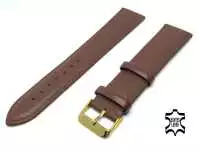 XL Länge Überlänge Uhrenarmband 24 mm Kalbsleder Dunkelbraun Ziernaht, vergoldete Schließe